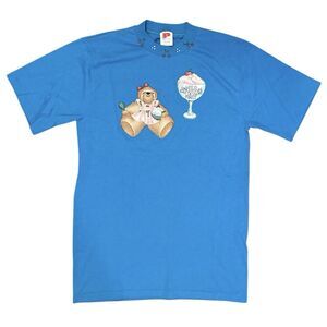 Vintage Teddy Bear Shirt Hand Painted Appliqué Sz L Single Stitch Tee 90s USA